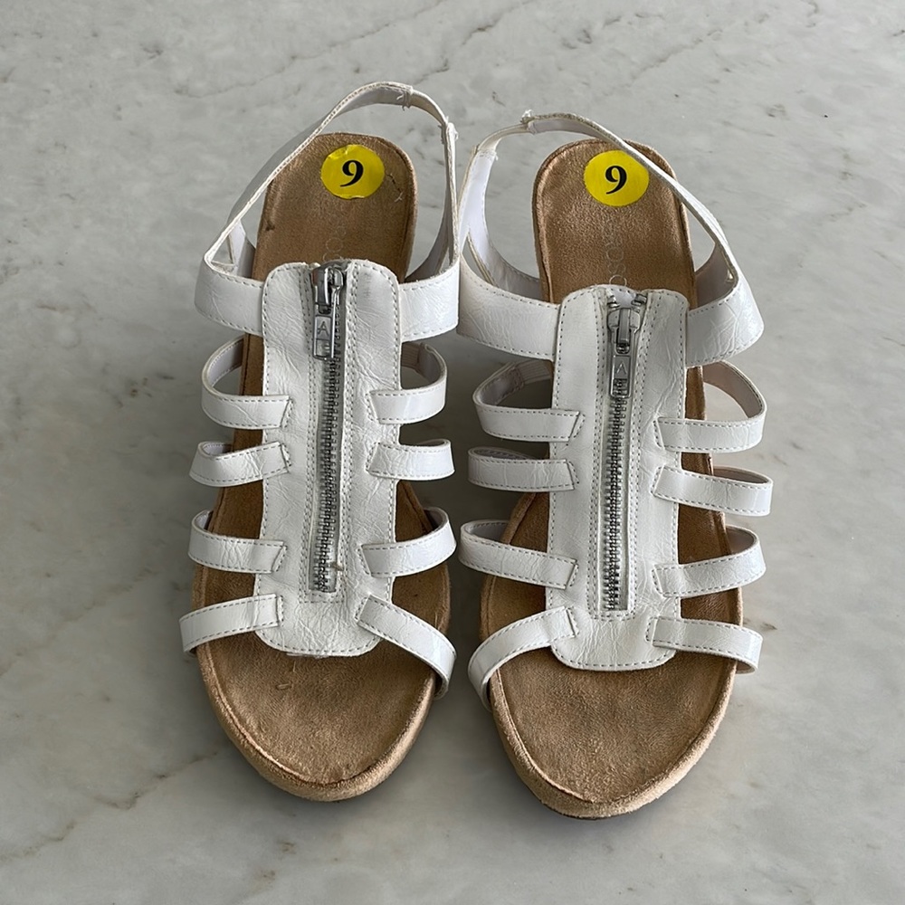 White wedge sandals